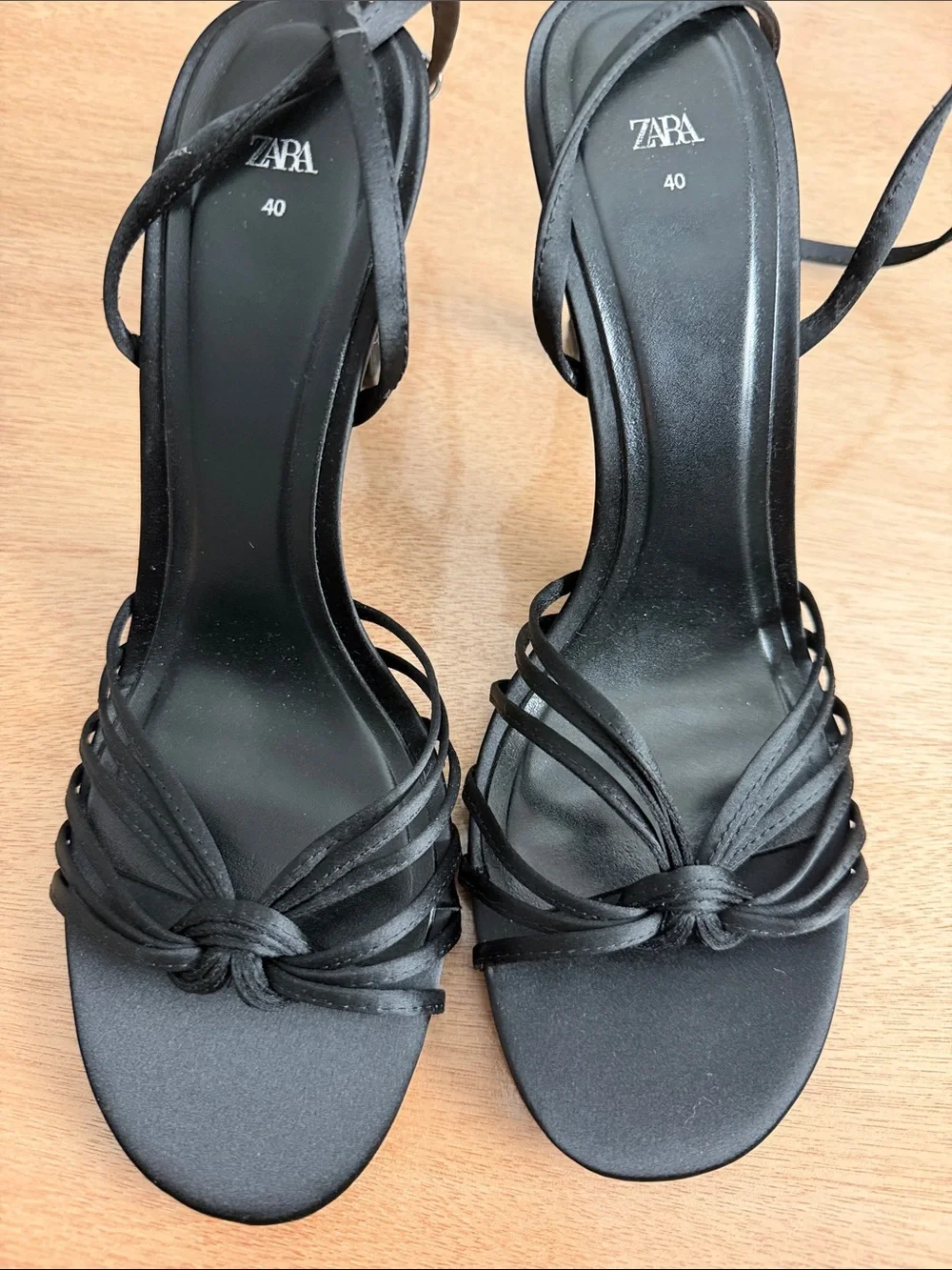 Zara ankle strap Black Knotted Strappy Heeled Sandals
